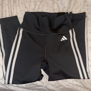 Women’s Tight Fit Adidas Charcoal and White Striped TRAINING LEGGINGS NWT SZ XS